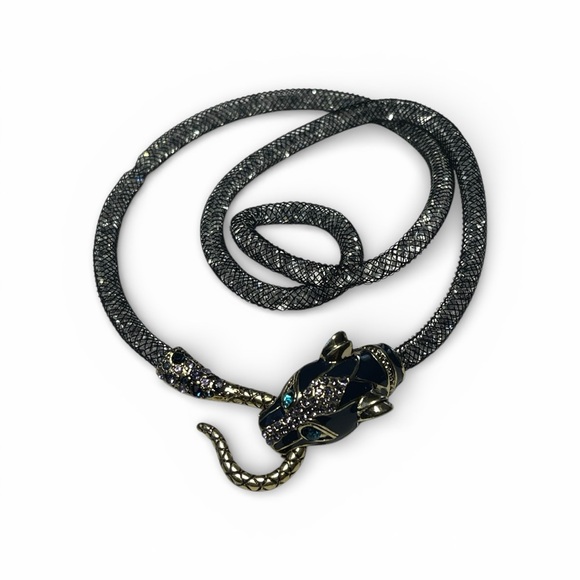 Betsey Johnson Dark Shadows Panther Mesh Crystal Necklace